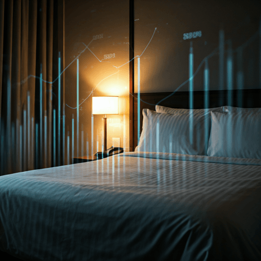 Hotel bedroom with soft evening light | Sleep Grade certification badges