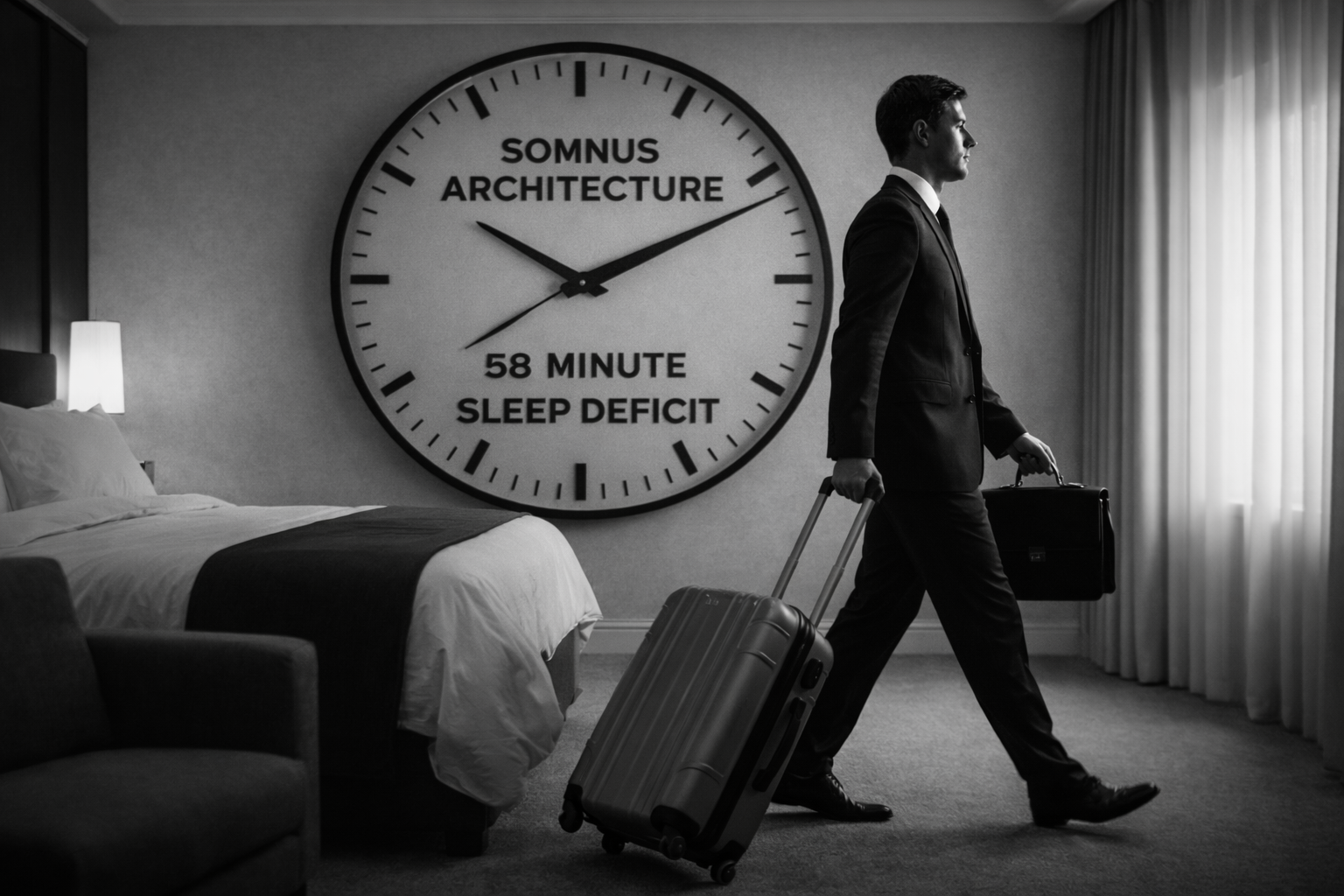 Business traveler in modern hotel lobby